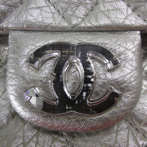 Chanel Calfskin Mirror CC Crackled Flap Silver 11 of 11