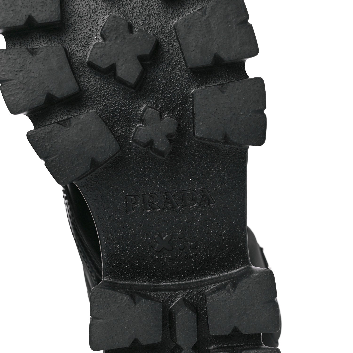 Prada Spazzolato Rois Re-Nylon Metal Triangle Logo Monolith Pouch Pocket 55mm Boots 41 Black 6 of 11