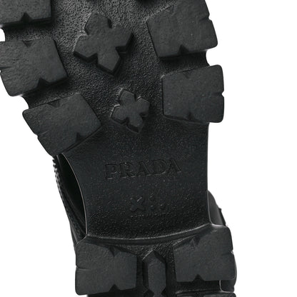 Prada Spazzolato Rois Re-Nylon Metal Triangle Logo Monolith Pouch Pocket 55mm Boots 41 Black 6 of 11