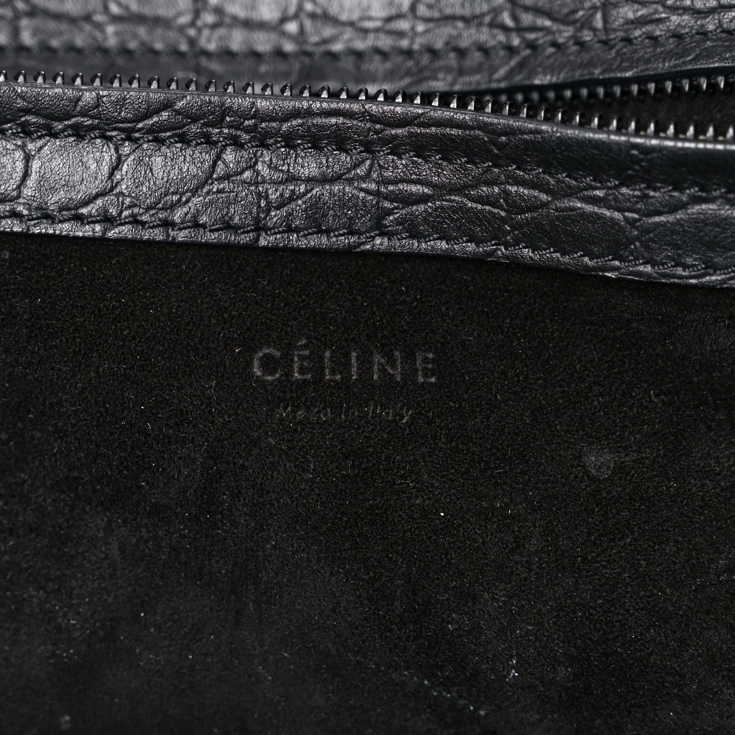 Celine Calfskin Crocodile Embossed Medium Phantom Luggage Black 5 of 28