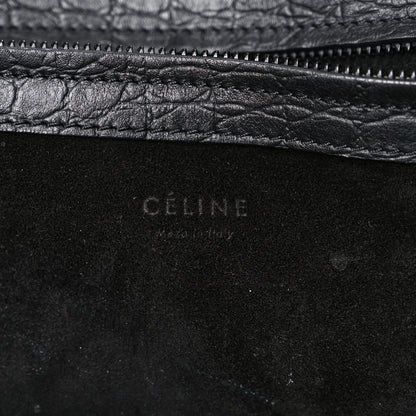 Celine Calfskin Crocodile Embossed Medium Phantom Luggage Black 5 of 28