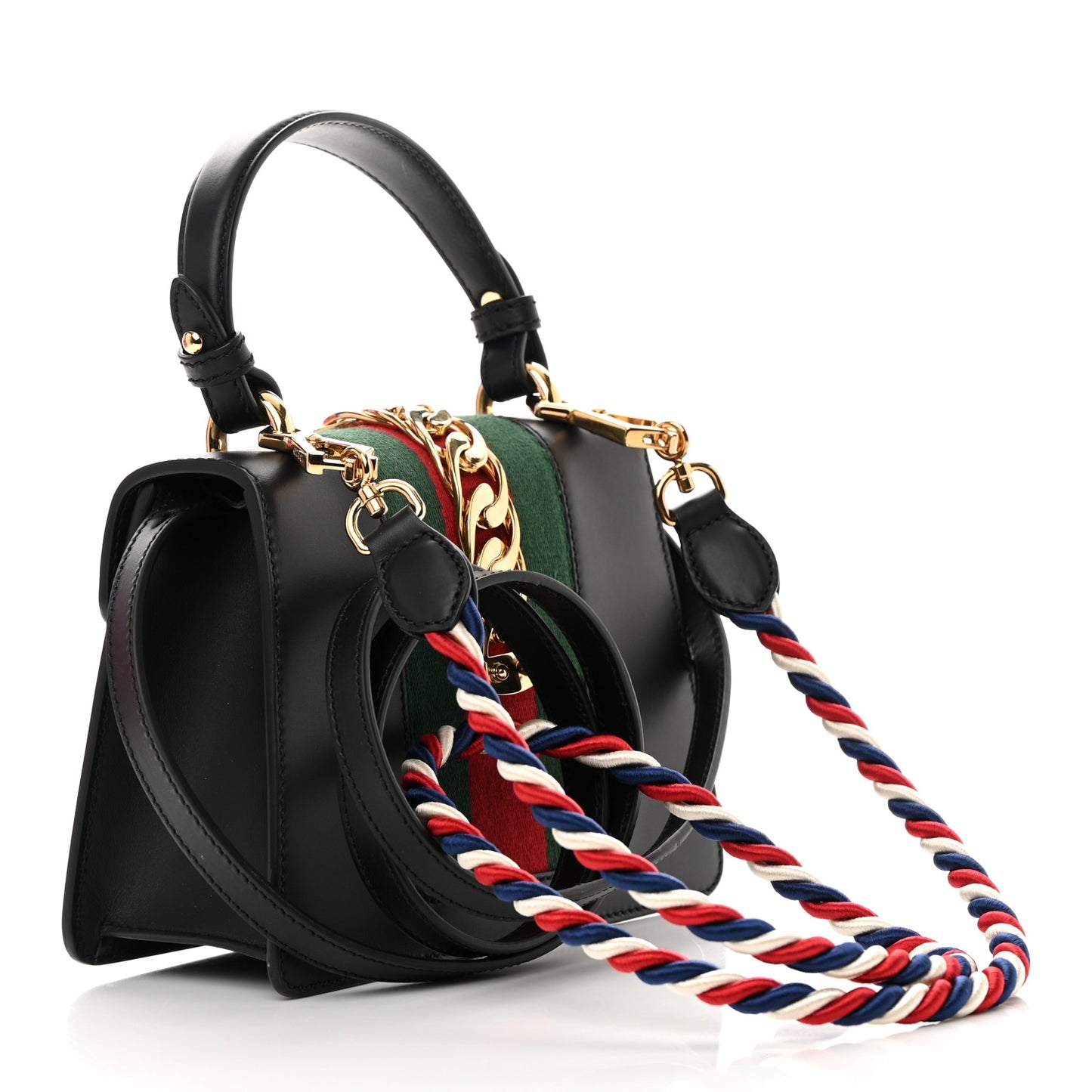 Calfskin Mini Sylvie Top Handle Bag Black