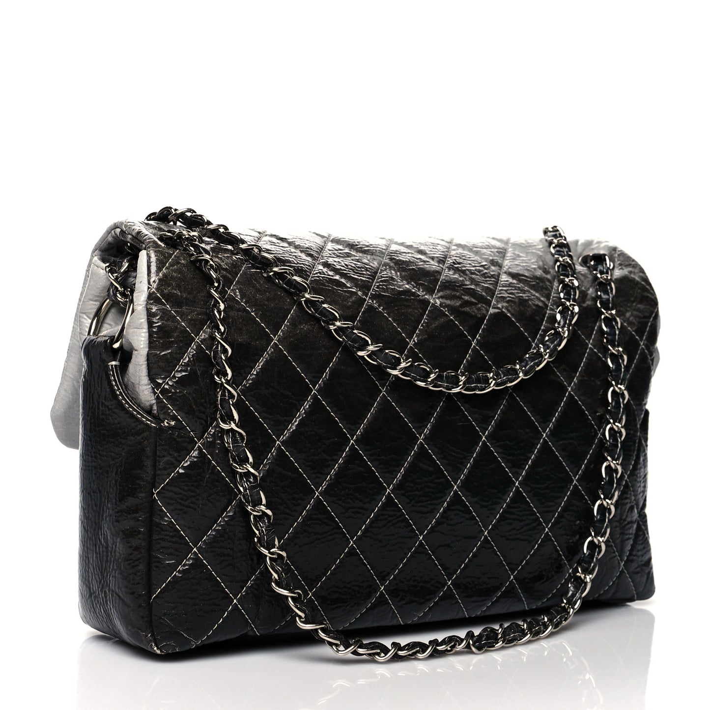Vinyl Quilted Jumbo Melrose Degrade Flap Black