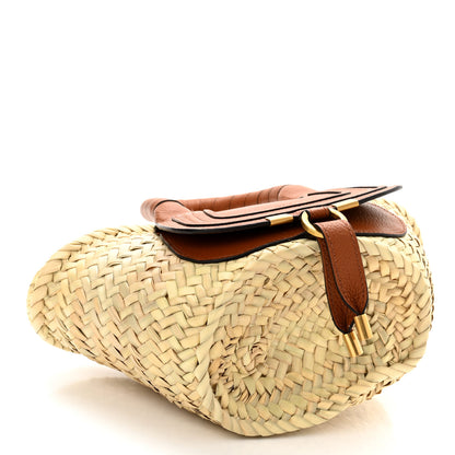 Chloe Raffia Small Grain Calfskin Mini Marcie Basket Tan 4 of 8