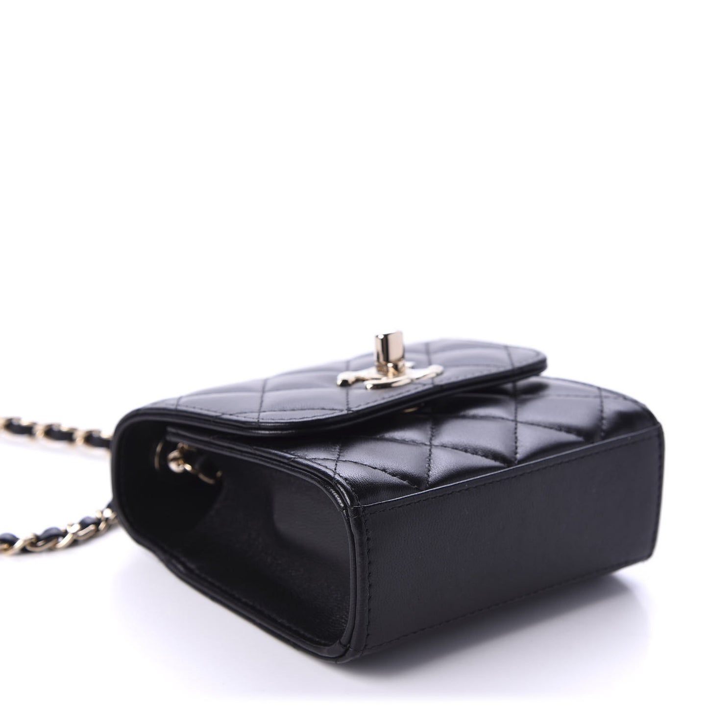 Lambskin Quilted Mini Trendy CC Chain Wallet Black
