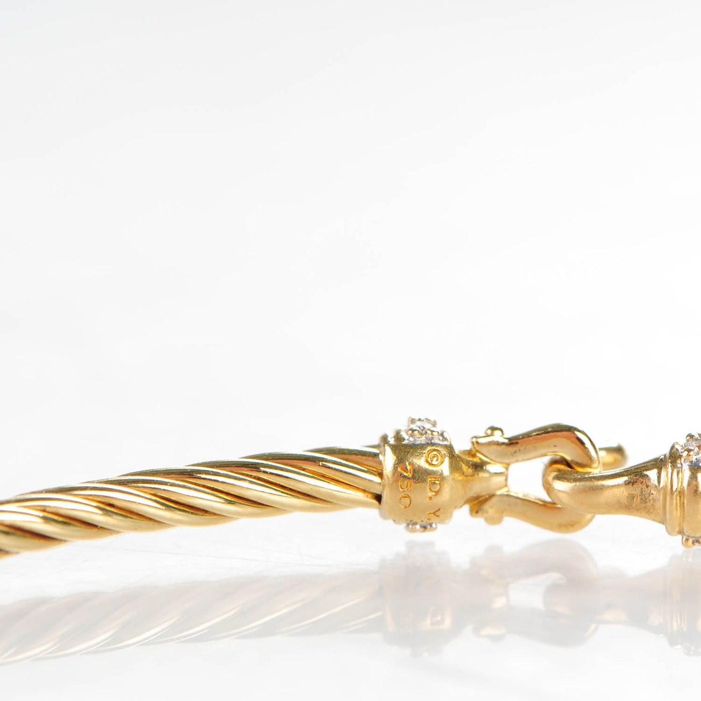 18K Yellow Gold Diamond 2.6mm Cable Collectibles Buckle Bracelet