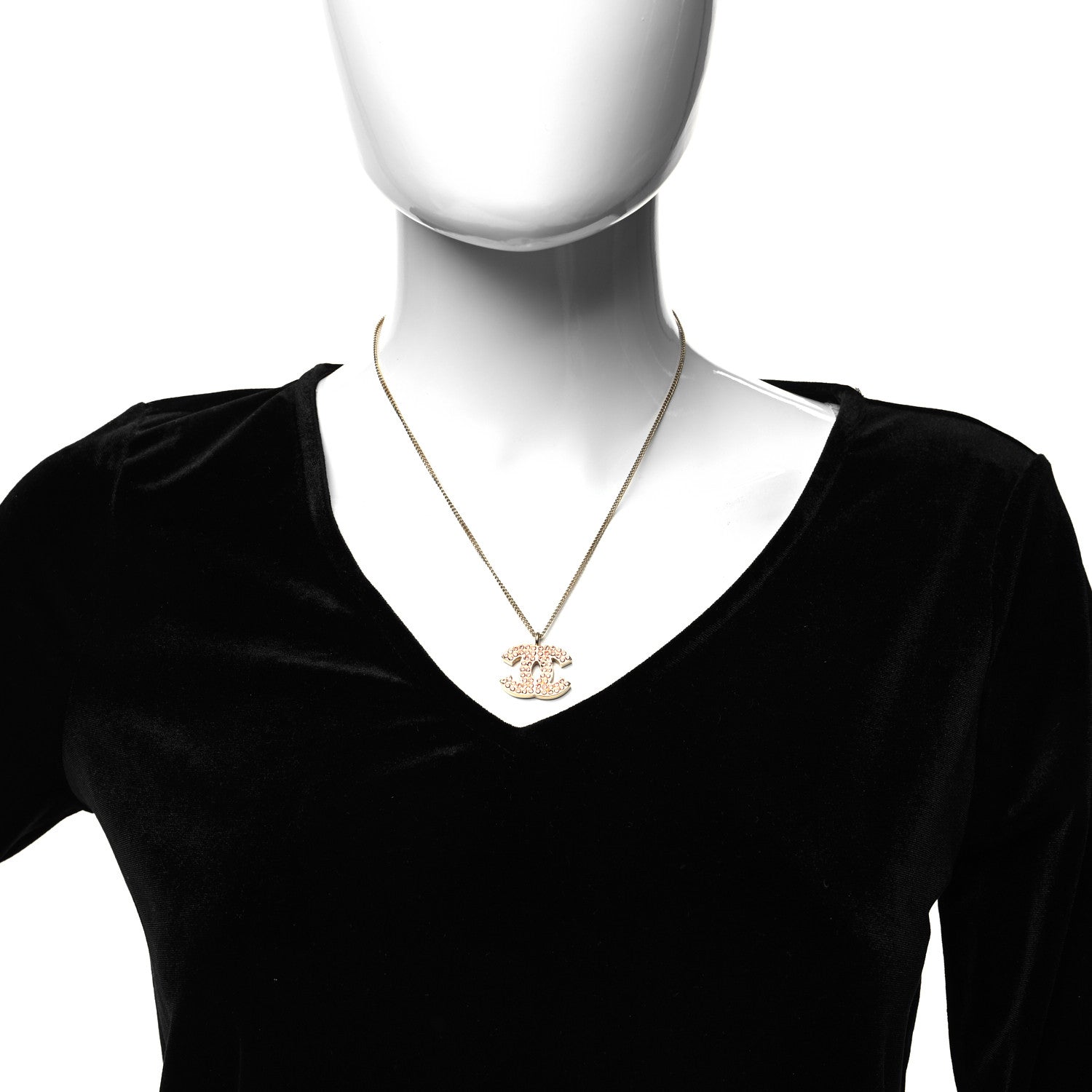 Chanel Crystal CC Necklace Pink Gold 2 of 5