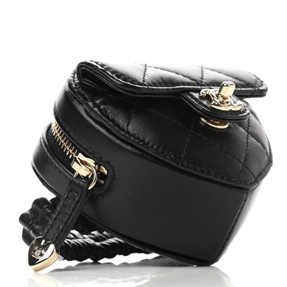 Chanel Lambskin Quilted CC In Love Heart Zipped Arm Coin Purse Black 4 of 8