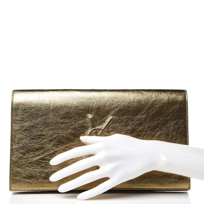 Saint Laurent Metallic Calfskin Monogram Large Belle De Jour Clutch Gold 2 of 7