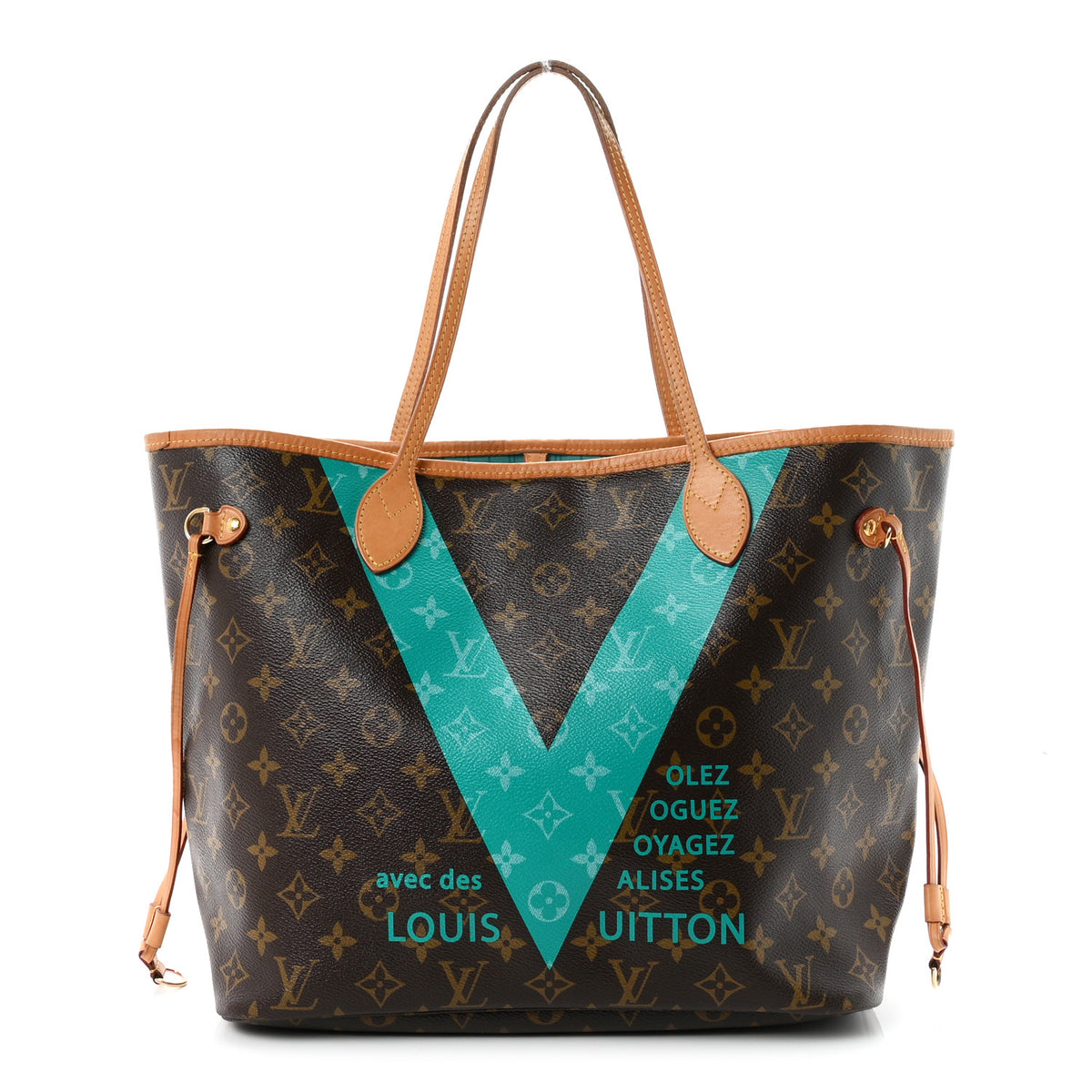 Louis Vuitton Monogram V Neverfull MM Turquoise 1 of 21