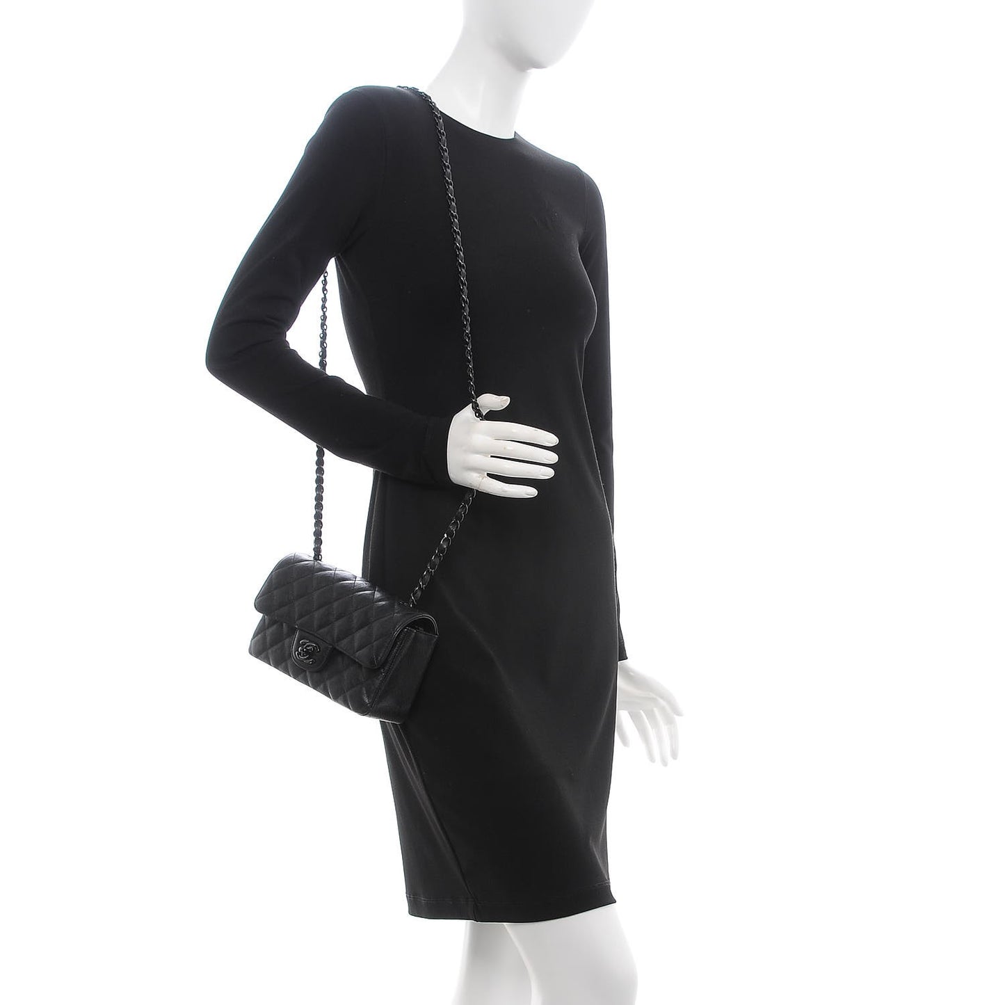 Crumpled Calfskin Quilted Mini Rectangular Flap So Black