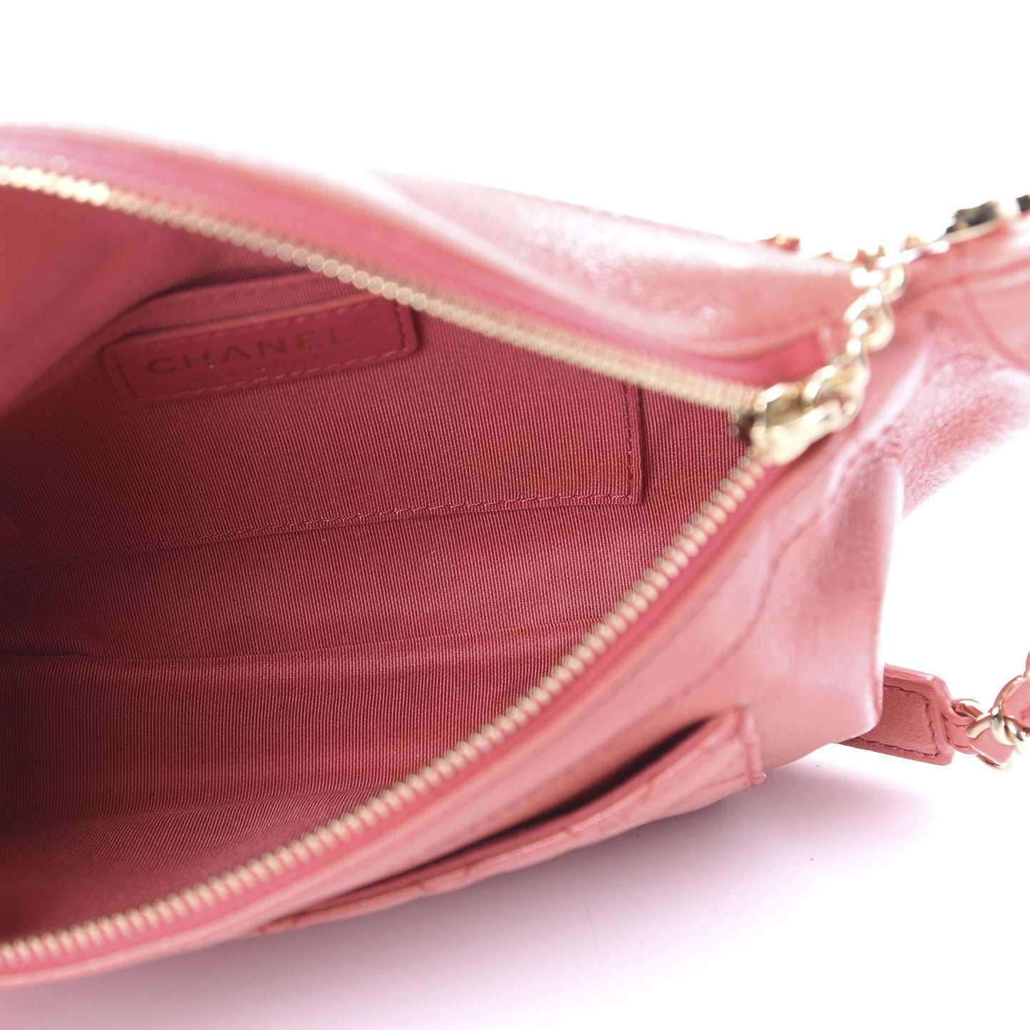 Crumpled Glazed Lambskin Quilted Waist Bag Fanny Pack Pink