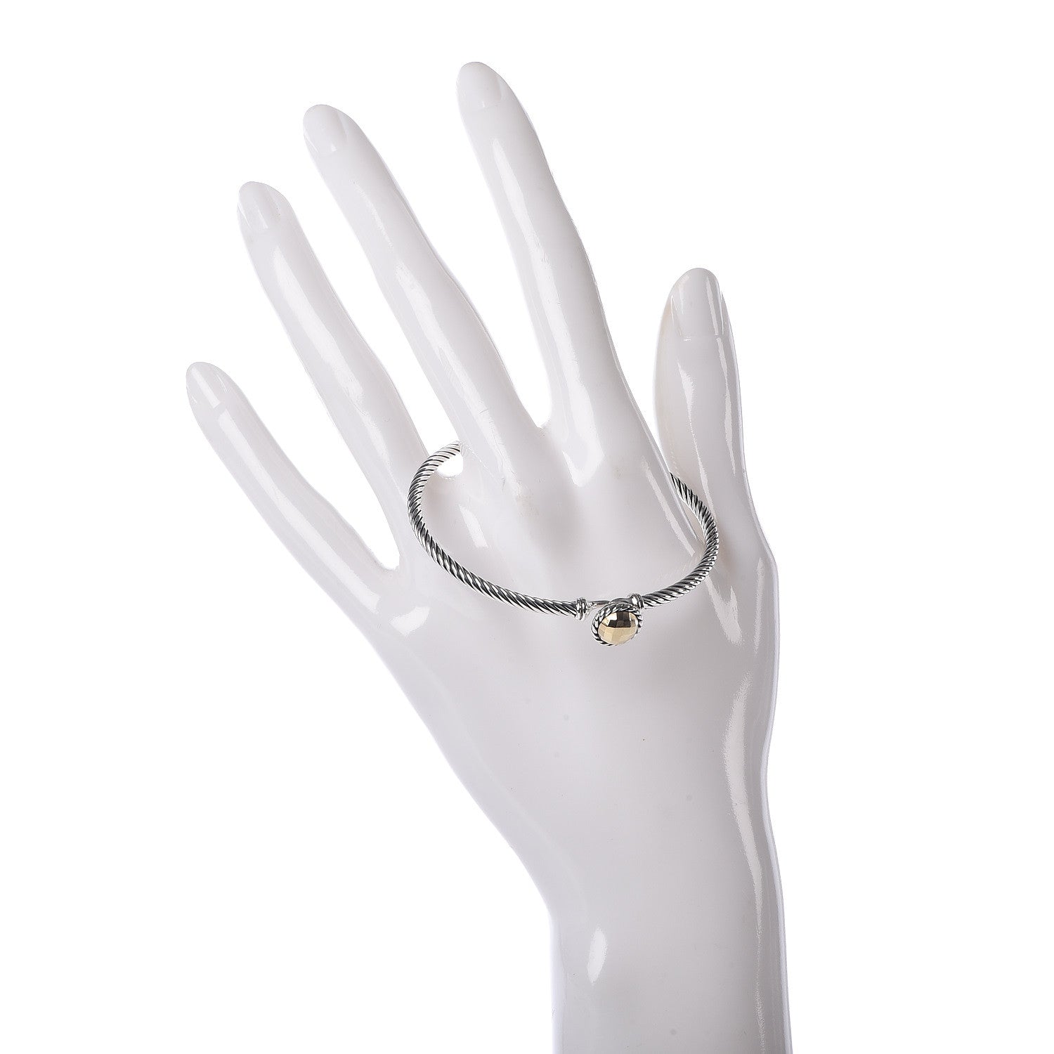David Yurman Sterling Silver 18K Yellow Gold 3mm Chatelaine Bracelet 2 of 5