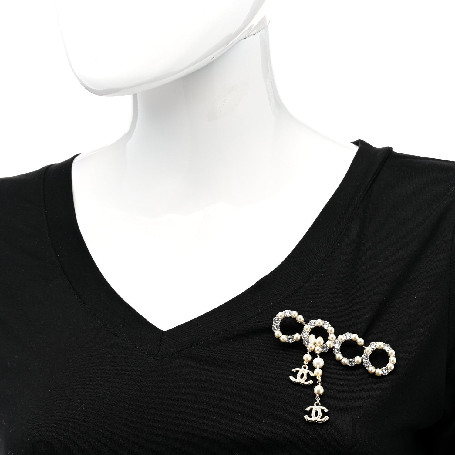 Chanel Pearl Crystal Coco Dangling Brooch Gold 2 of 5