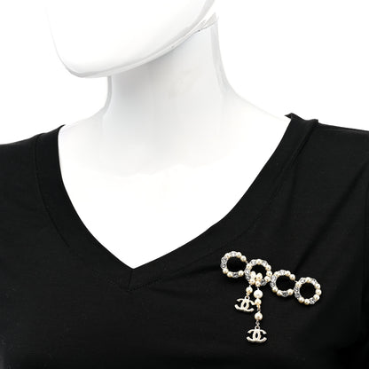 Chanel Pearl Crystal Coco Dangling Brooch Gold 2 of 5