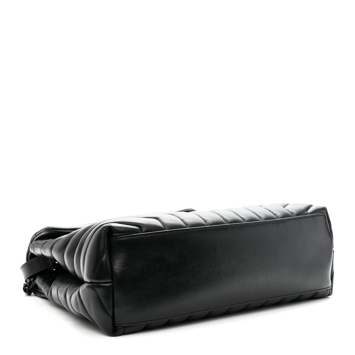 Calfskin Y Quilted Monogram Monochrome Medium Loulou Chain Satchel Black Black