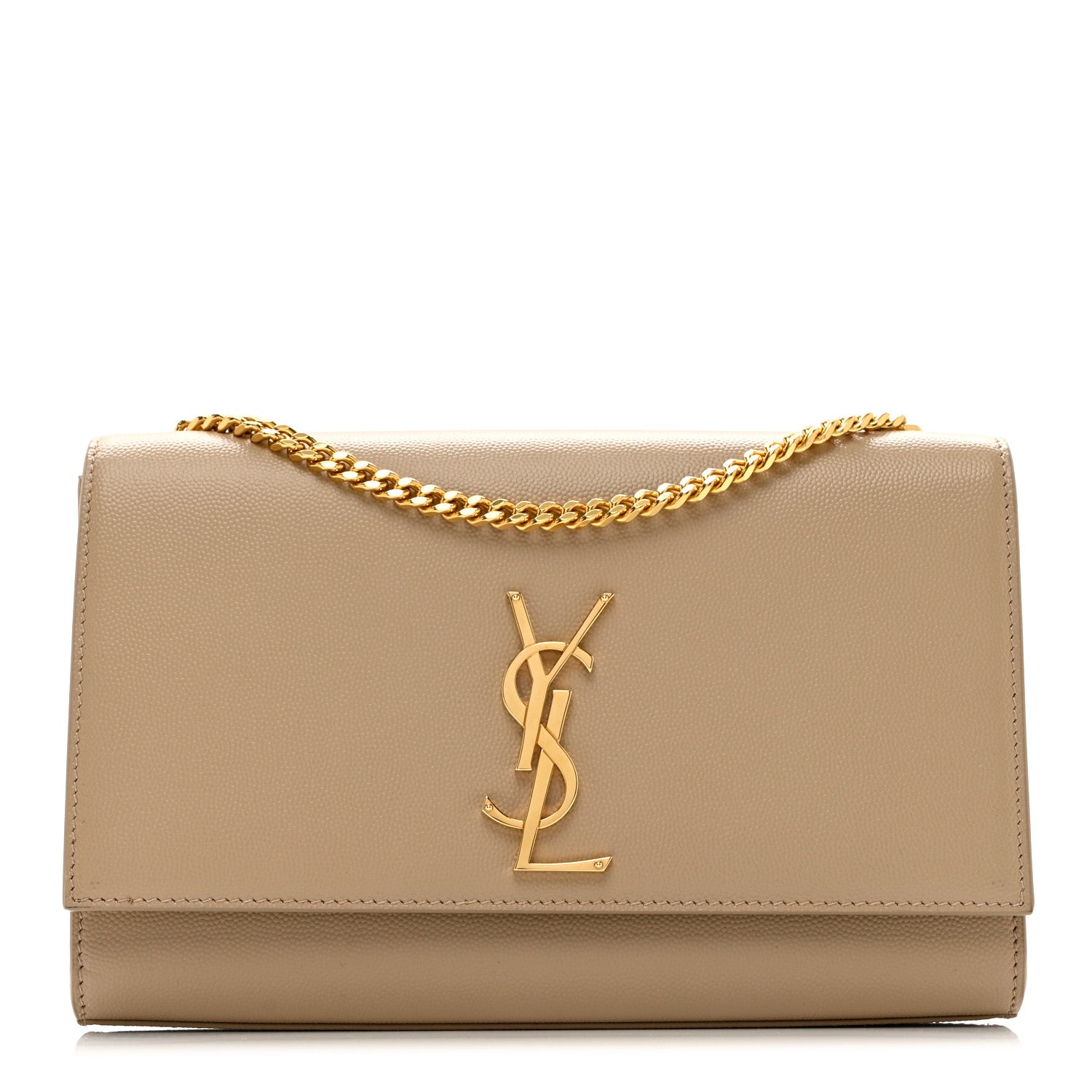 Saint Laurent Grain De Poudre Medium Monogram Kate Satchel Dark Beige 1 of 10