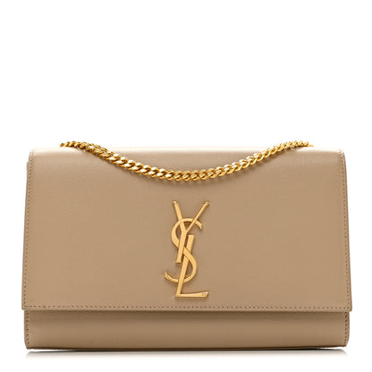 Saint Laurent Grain De Poudre Medium Monogram Kate Satchel Dark Beige 1 of 10