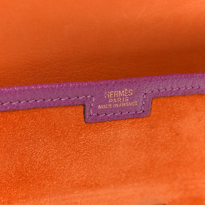 Hermes Veau Doblis Suede Chevre Mysore Mini 20 Jige Clutch Orange Cyclamen 6 of 6