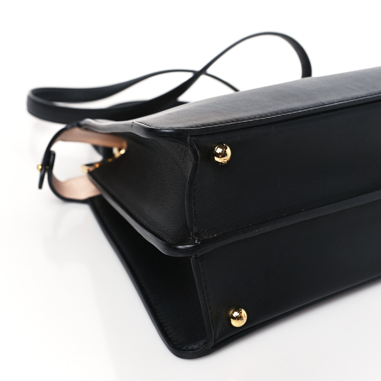 Fendi Vitello Seta Shiny Nappa Medium Peekaboo I SEE U Satchel Black Light Rose 8 of 9