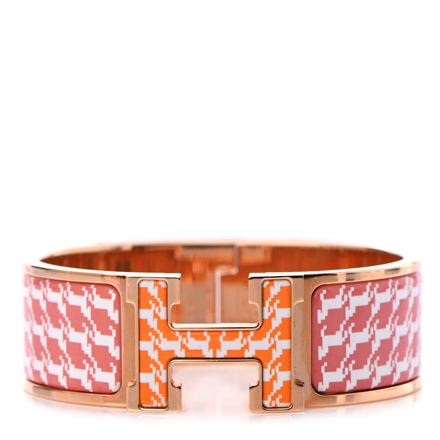 Hermes Enamel Cheval Pixel Wide Clic Clac H Bracelet L Terre Orange 1 of 3