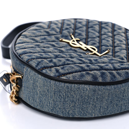 Saint Laurent Denim Quilted Monogram Round Crossbody Bag Rodeo Blue 9 of 10