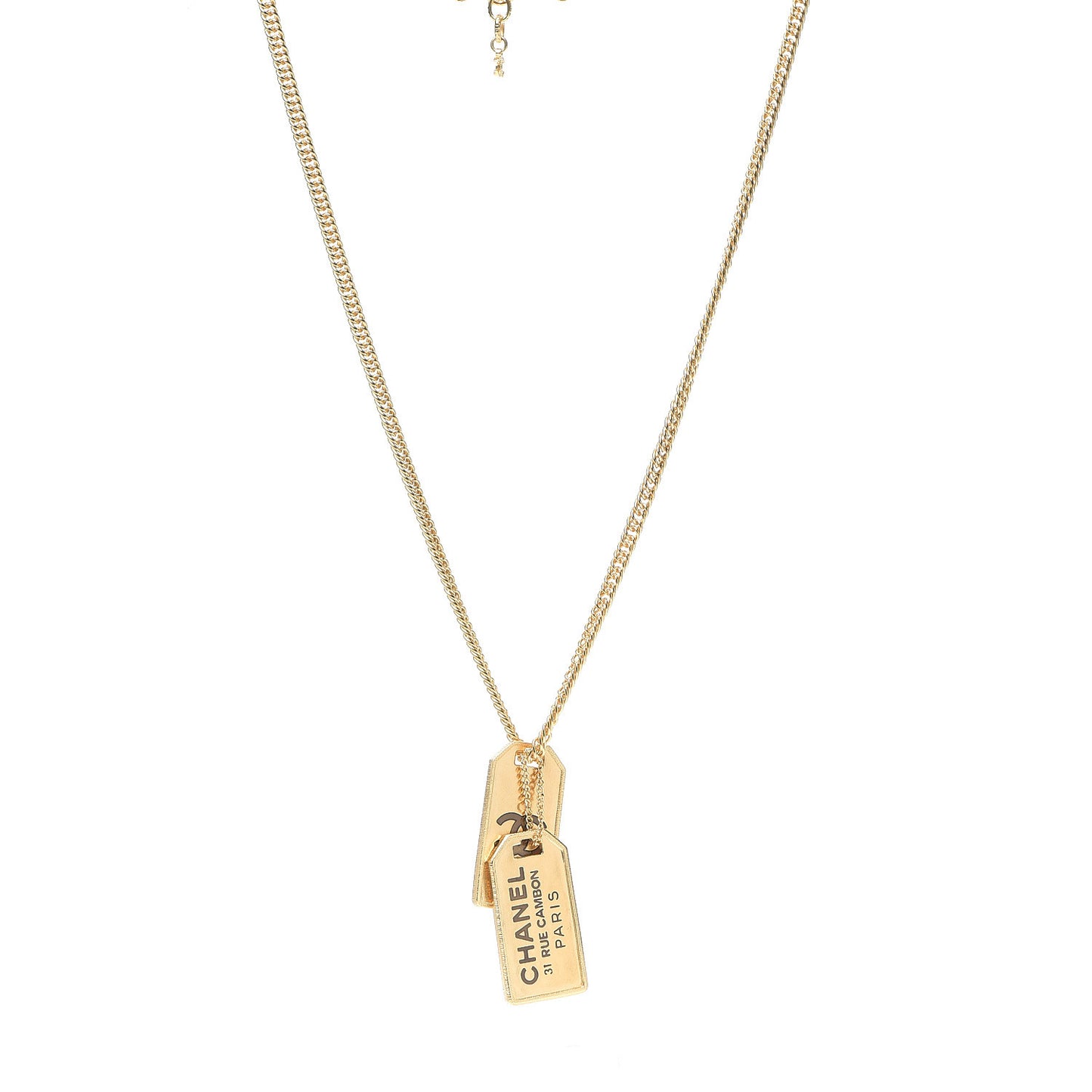 ID Dog Tag Charm Necklace Gold