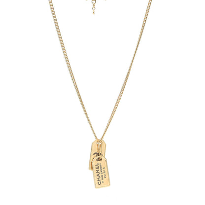 Chanel ID Dog Tag Charm Necklace Gold 2 of 5