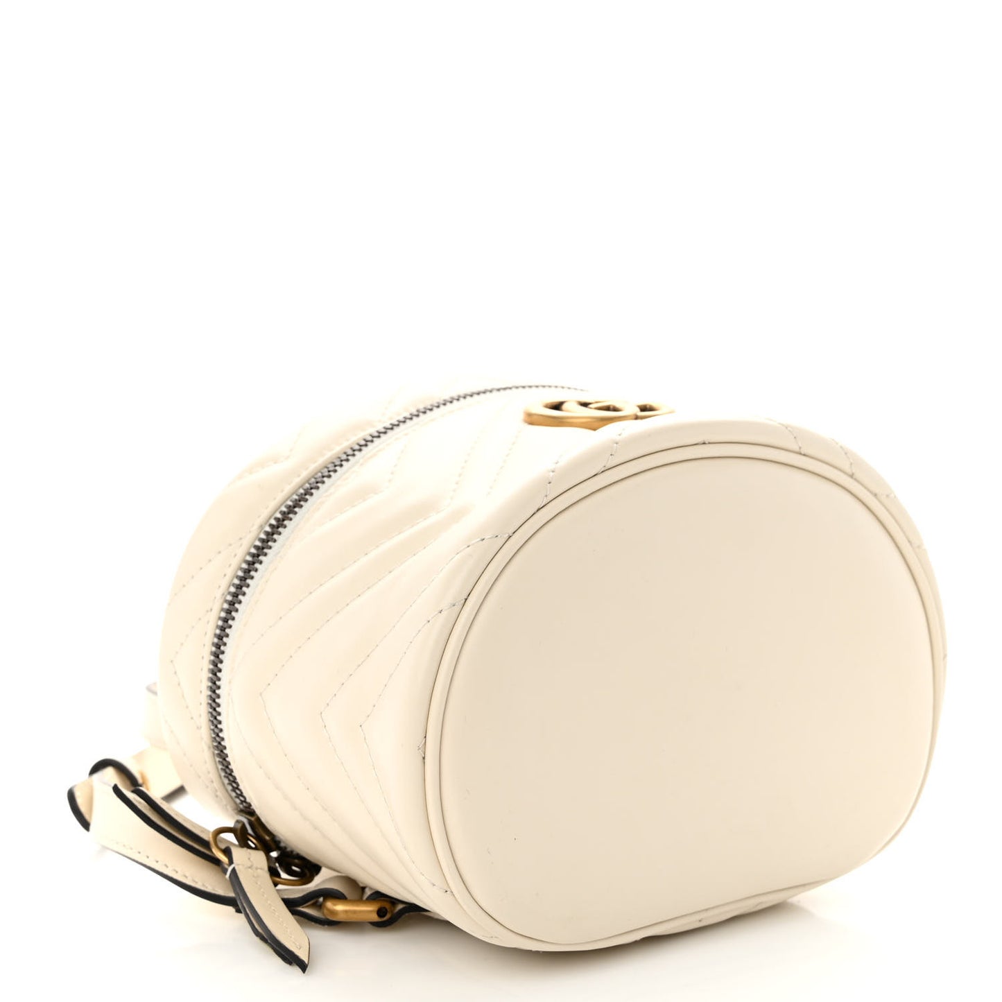 Calfskin Matelasse Mini GG Marmont Round Backpack White