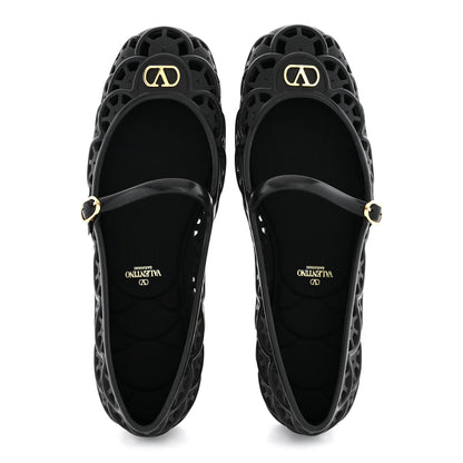 Valentino Garavani Scalloped Rubber VLogo Ondette Ballerina Flats 41 Black 2 of 9