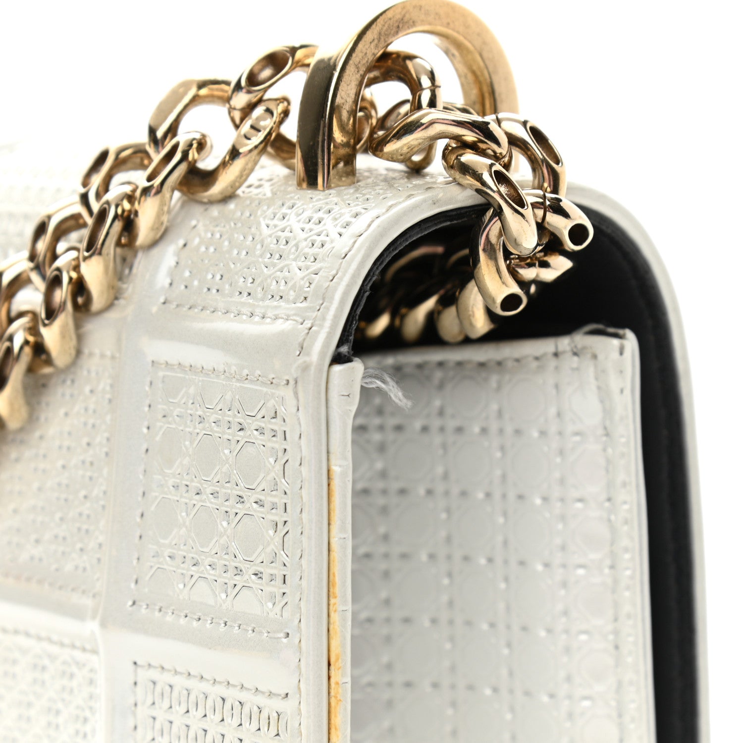 Christian Dior Patent Micro-Cannage Medium Diorama Flap Bag White 10 of 14