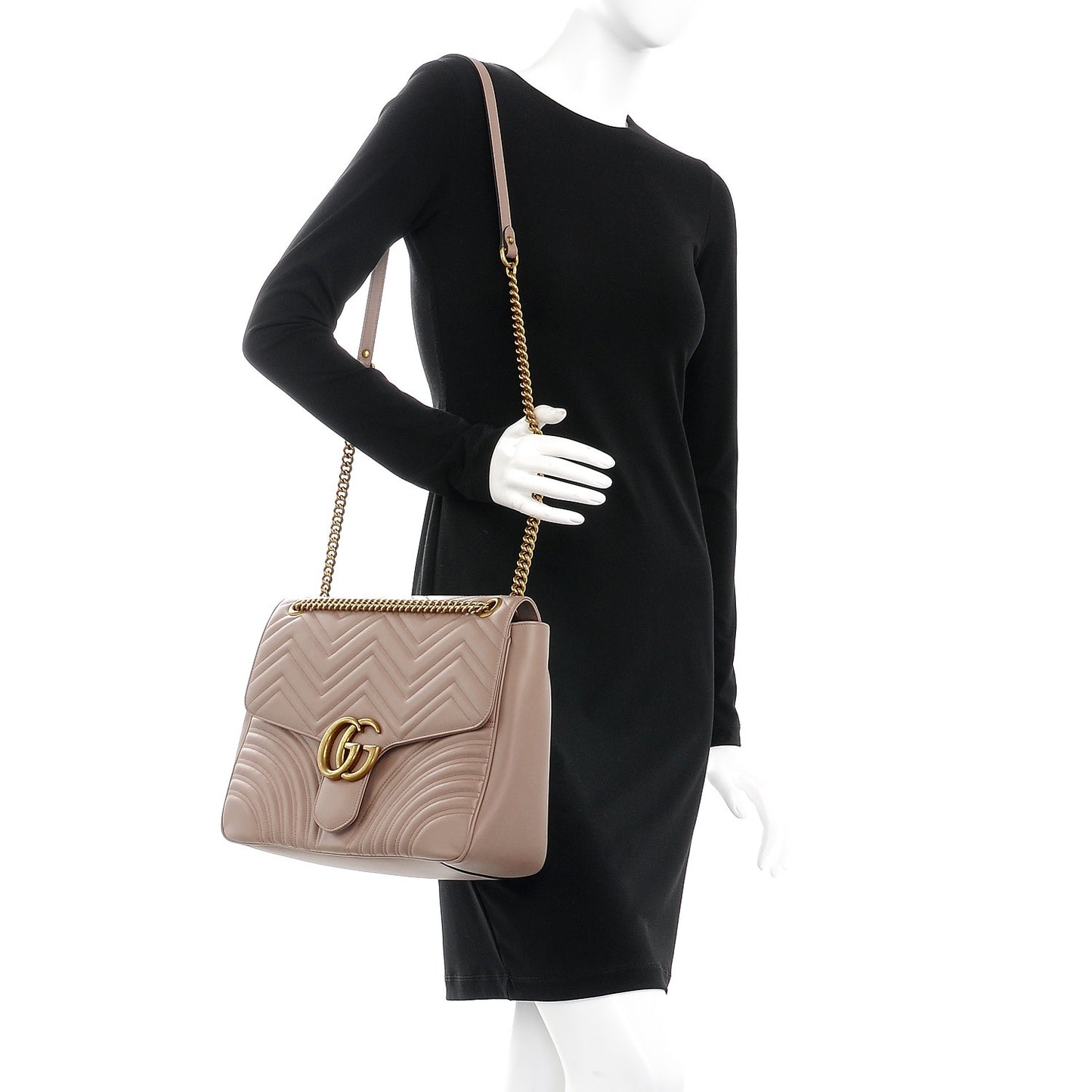 Calfskin Matelasse Large GG Marmont Shoulder Bag Porcelain Rose