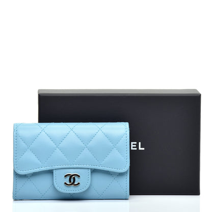 Chanel Lambskin Quilted Flap Card Holder Light Blue 10 of 10