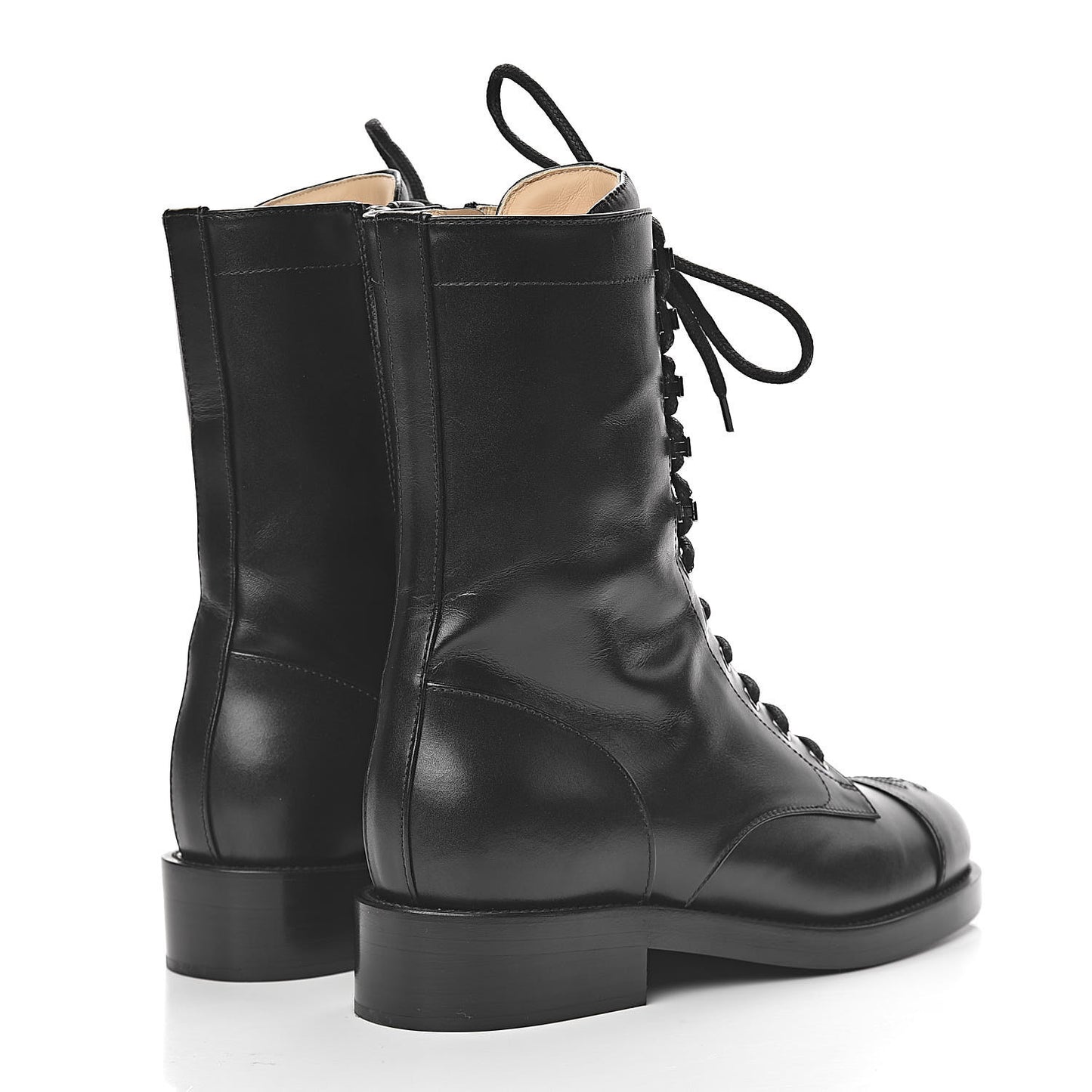 Calfskin CC Combat Boots 39.5 Black