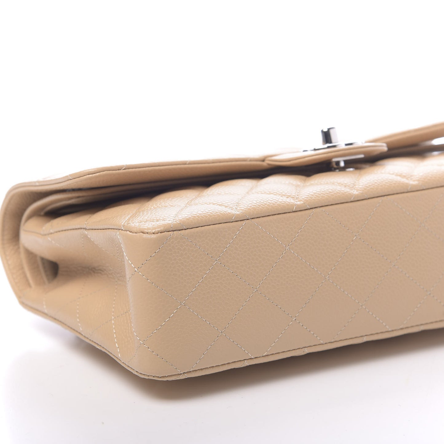 Caviar Quilted Medium Double Flap Beige Clair