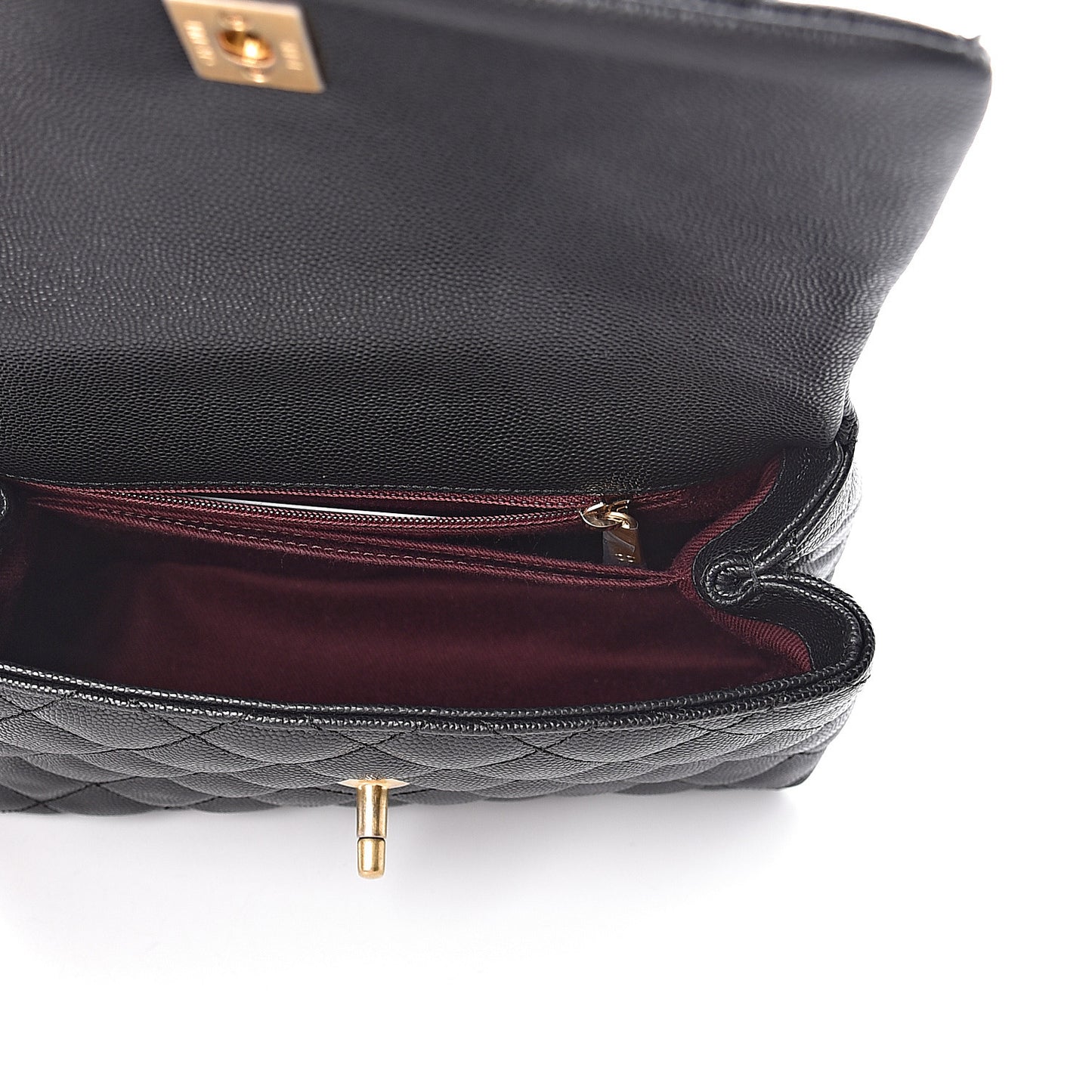 Caviar Quilted Mini Coco Handle Flap Black