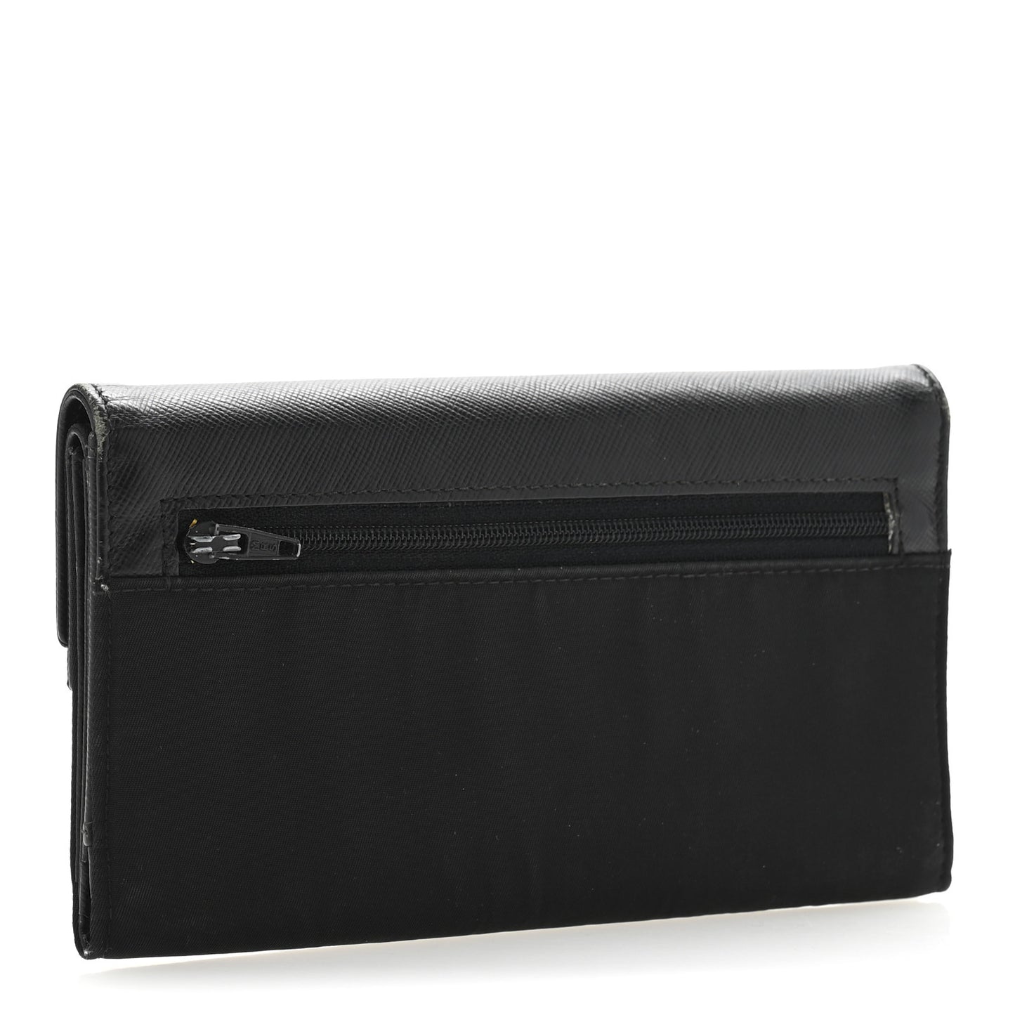 Saffiano Tessuto Nylon Saffiano Tri-Fold Wallet Black