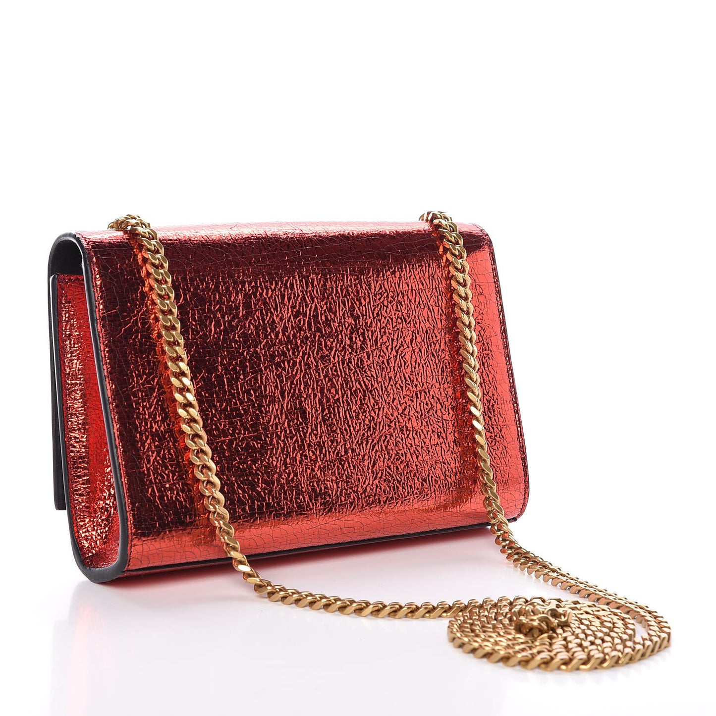Metallic Calfskin Small Classic Monogram Kate Satchel Red