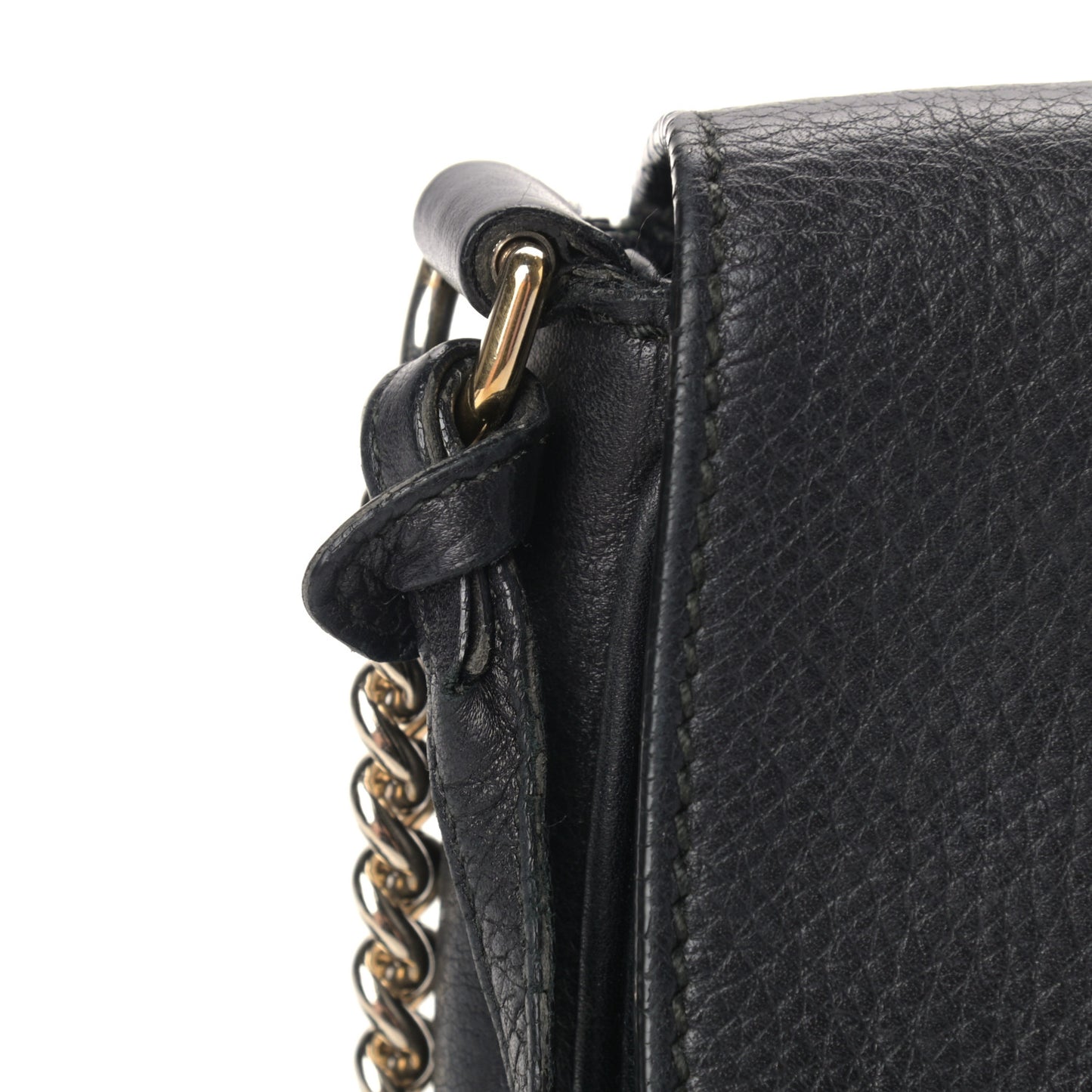 Pebbled Calfskin Medium Soho Flap Crossbody Black