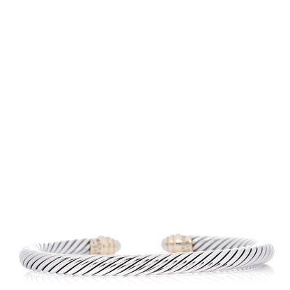 David Yurman Sterling Silver 14K Yellow Gold Pearl 5mm Cable Classics Petite Color Bracelet 3 of 5