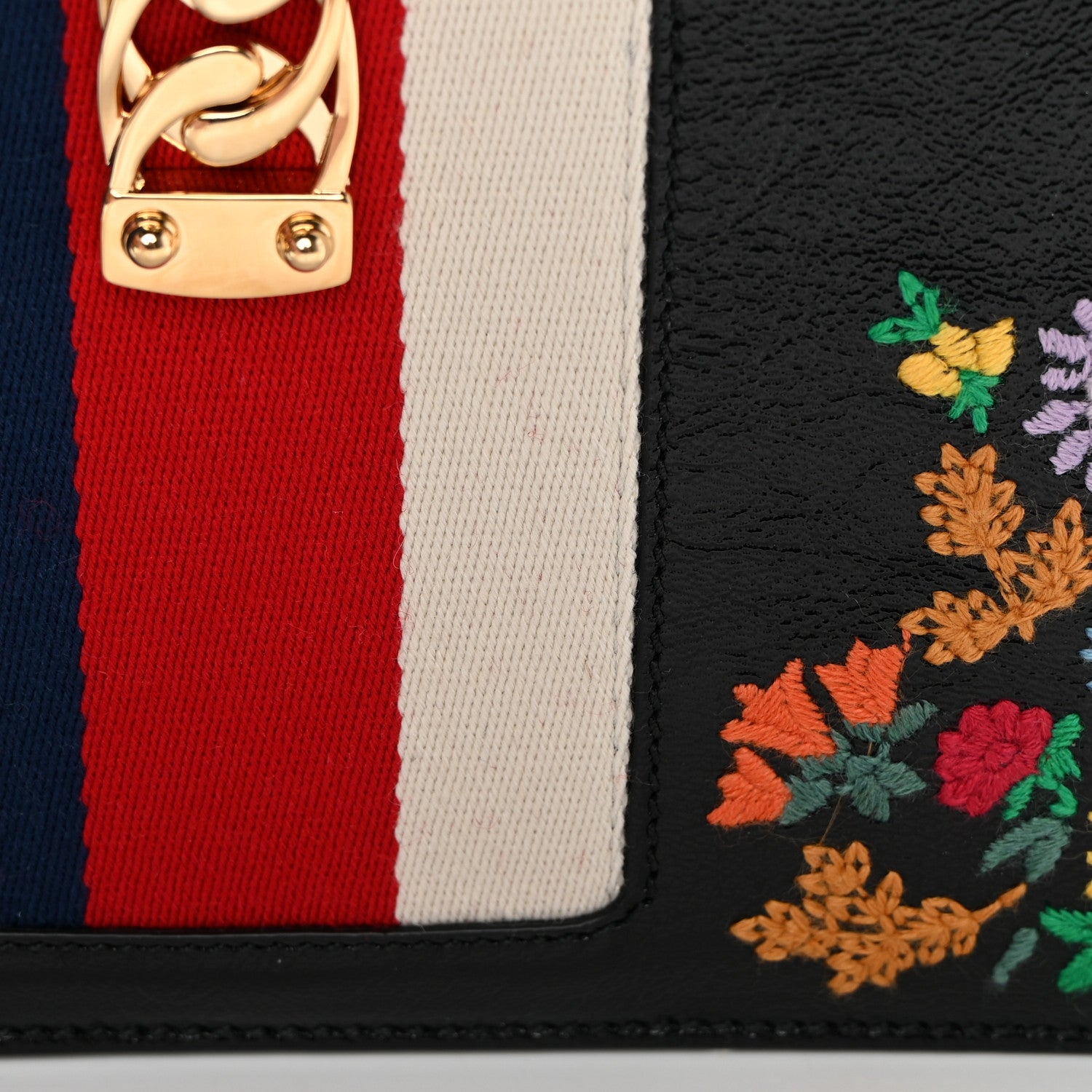 Gucci Calfskin Embroidered Small Sylvie Shoulder Bag Black 15 of 15