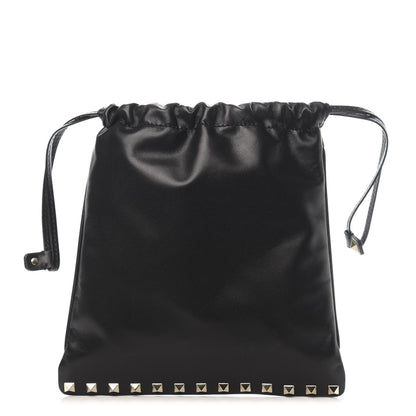 Valentino Garavani Calfskin Rockstud Drawstring Pouch Black 1 of 6