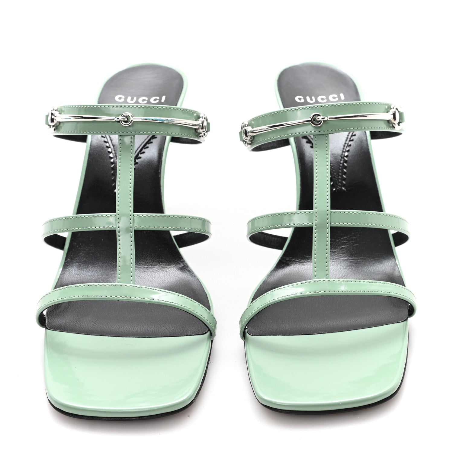 Gucci Regent Calfskin Horsebit Mid Heel Sandals 39 Pacific Green 3 of 9