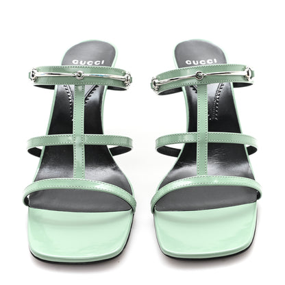 Gucci Regent Calfskin Horsebit Mid Heel Sandals 39 Pacific Green 3 of 9