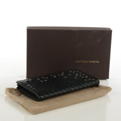 Bottega Veneta Waxed Calfskin Intrecciato Studded Wristlet Wallet Nero Black 4 of 8