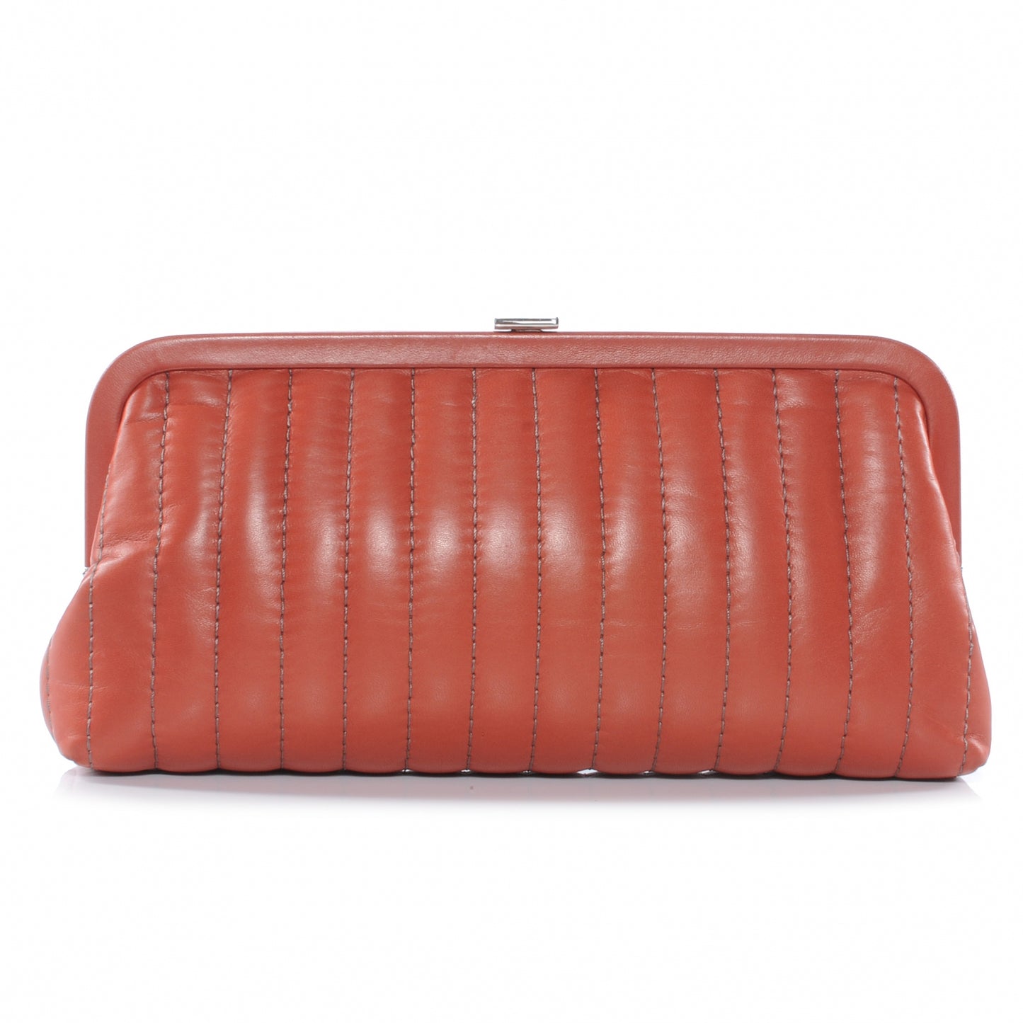 Lambskin Vertical Quilted Mademoiselle Clutch Salmon