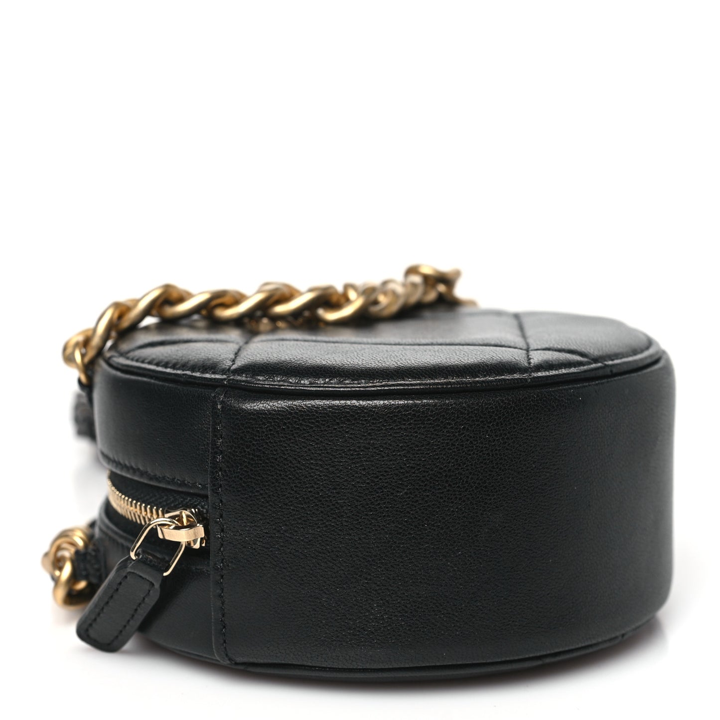 Lambskin Quilted Chanel 19 Round Clutch With Chain Black