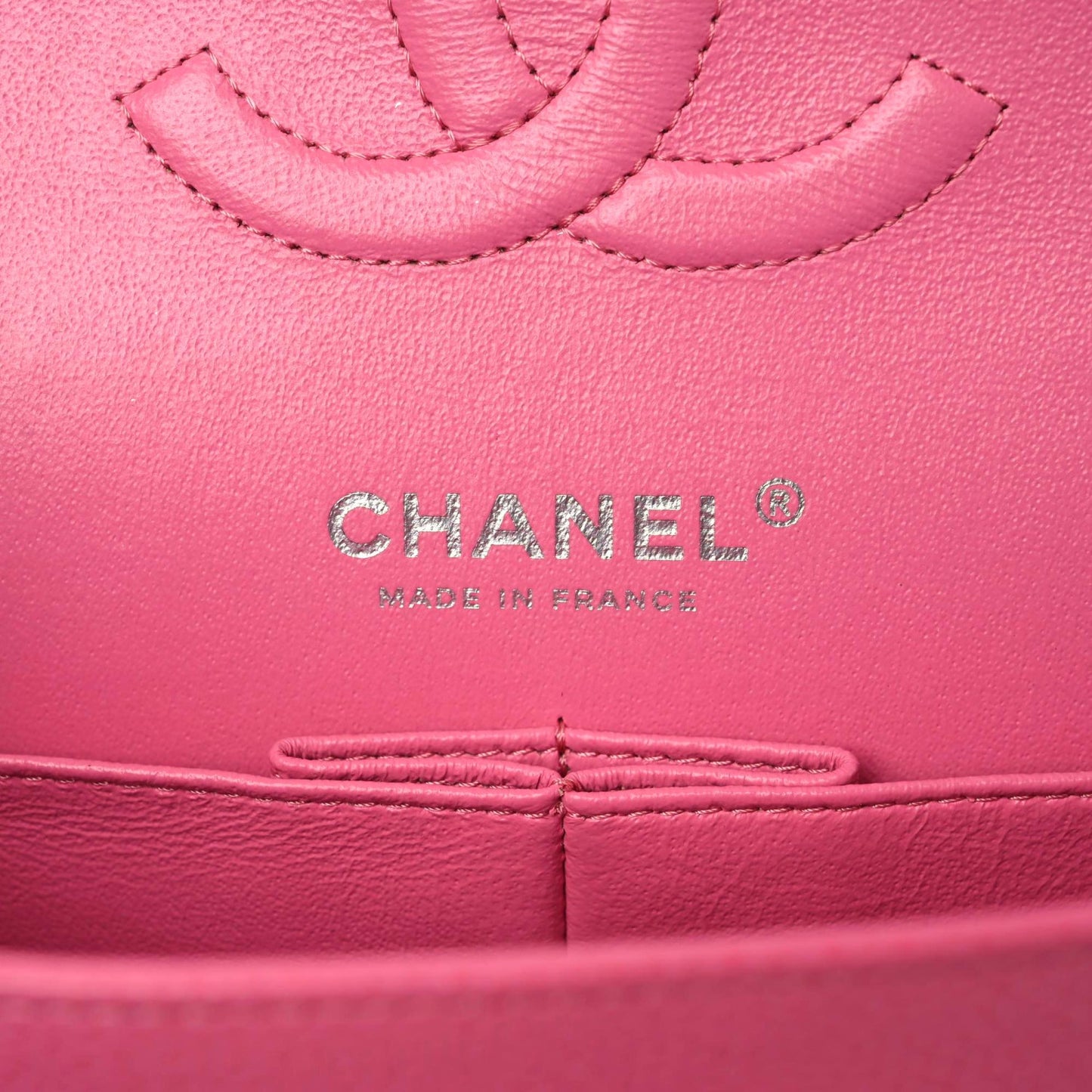 Caviar Chevron Quilted Medium Double Flap Pink
