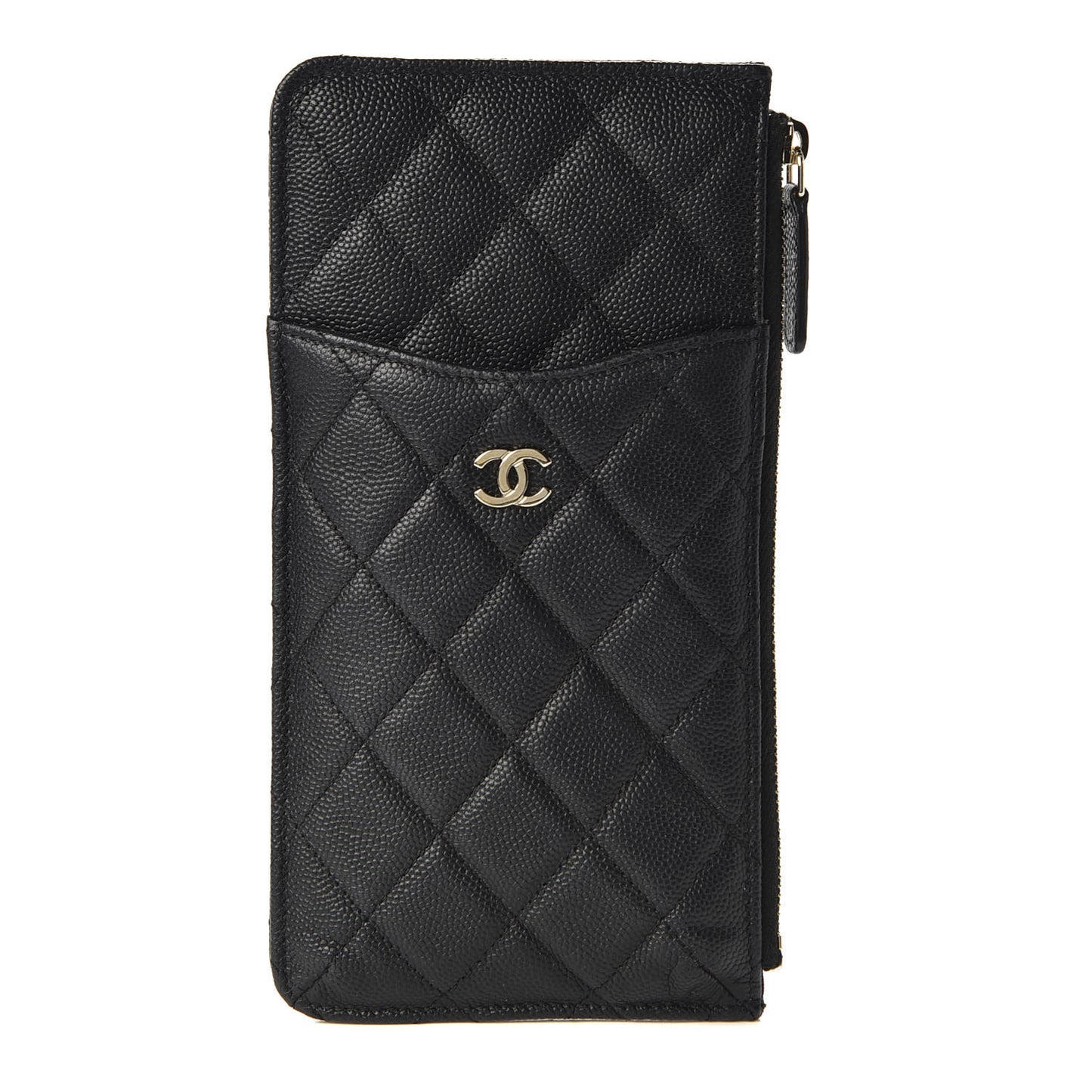 Caviar Quilted Classic Flat Wallet Pouch Black