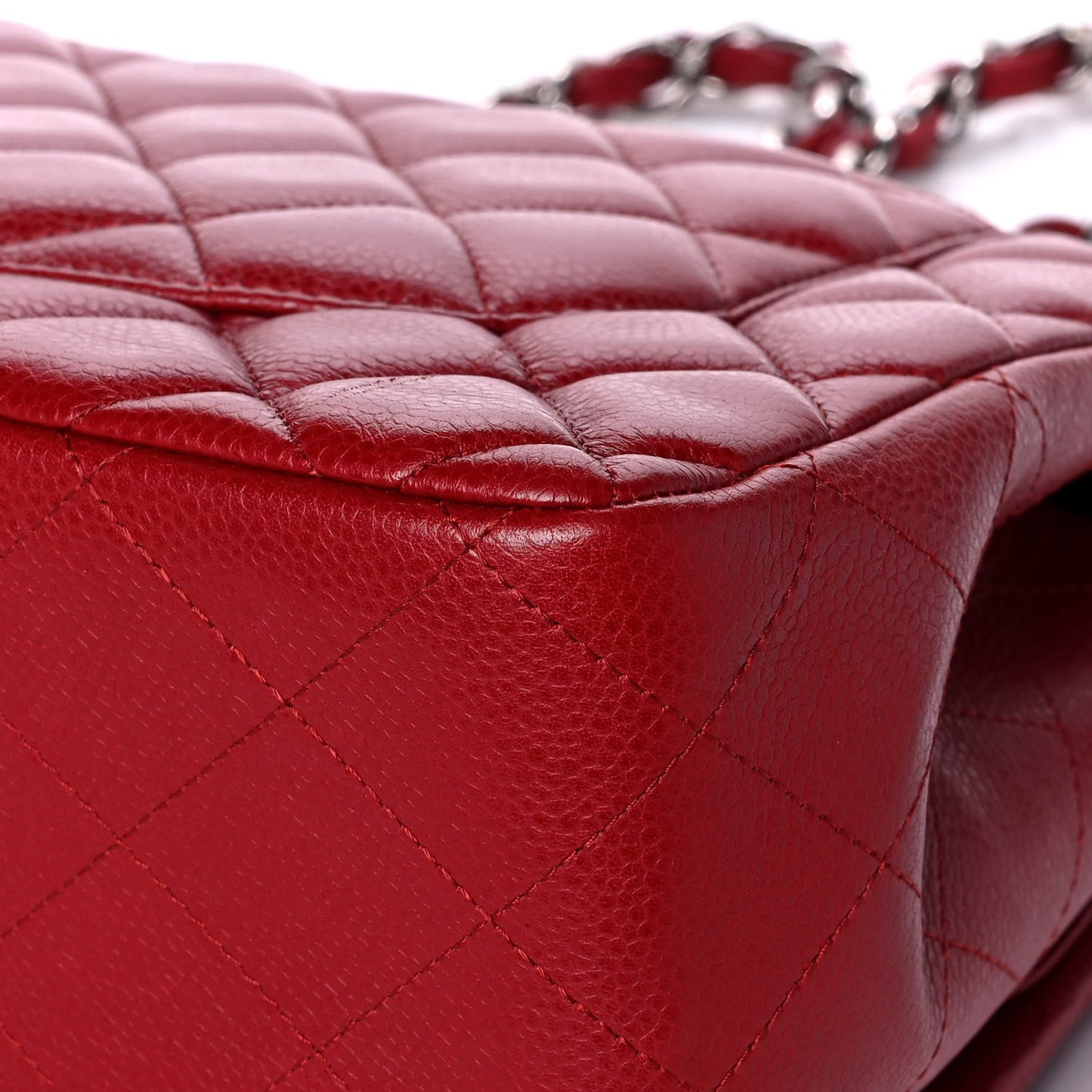 Caviar Quilted Jumbo Double Flap Dark Red